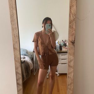 Brandy Melville Satin tie front top